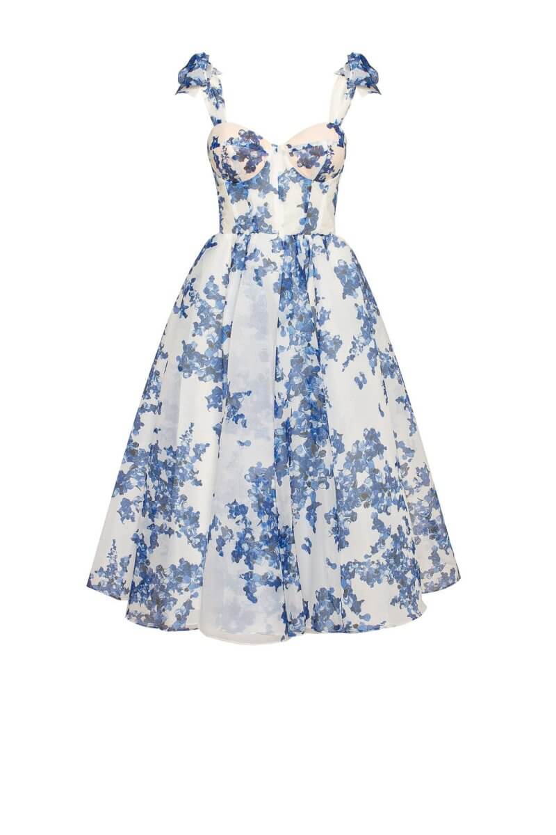 Elegant Blue Midi Women's Dress
