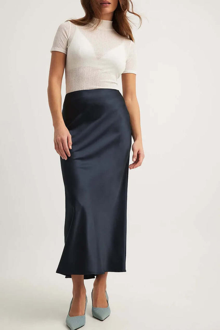 Women's Elegant A-Line Satin Maxi Skirt