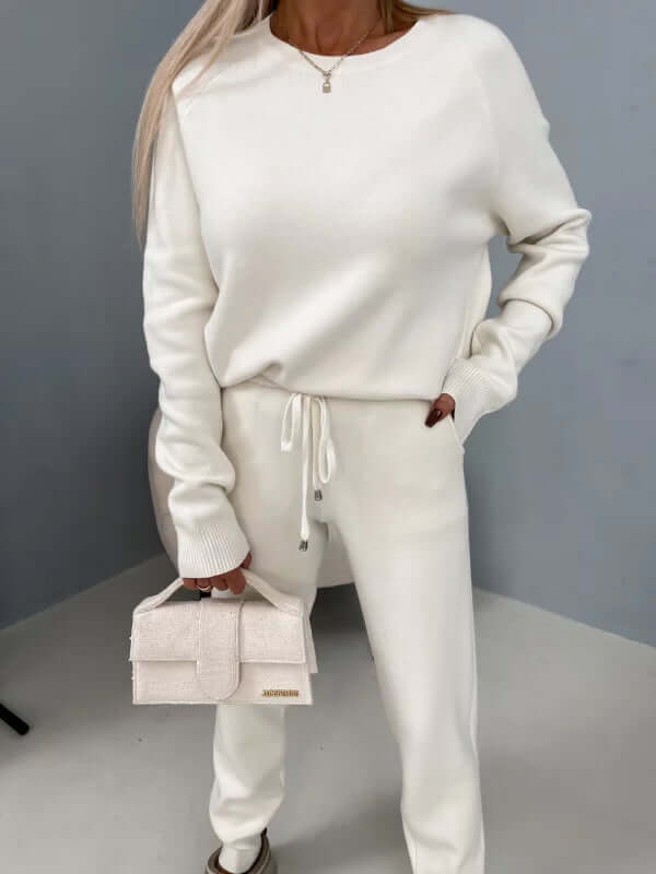 Women's Soft Long Sleeve Loungewear Set with Drawstring Pants