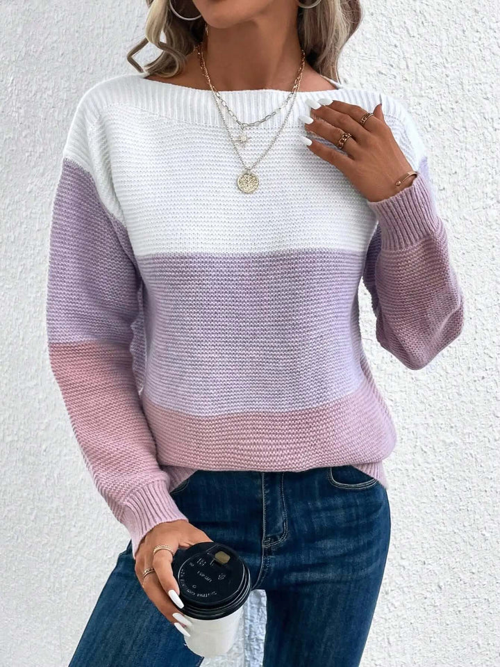 Women's Long Sleeve Round Neck Knit Sweater