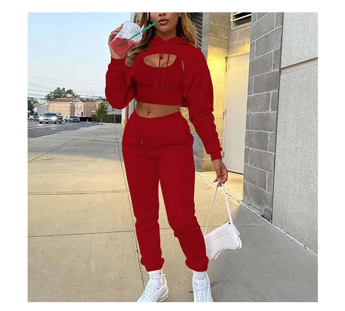 Women's 3-Piece Fleece Jogging Suit: Cozy & Stylish