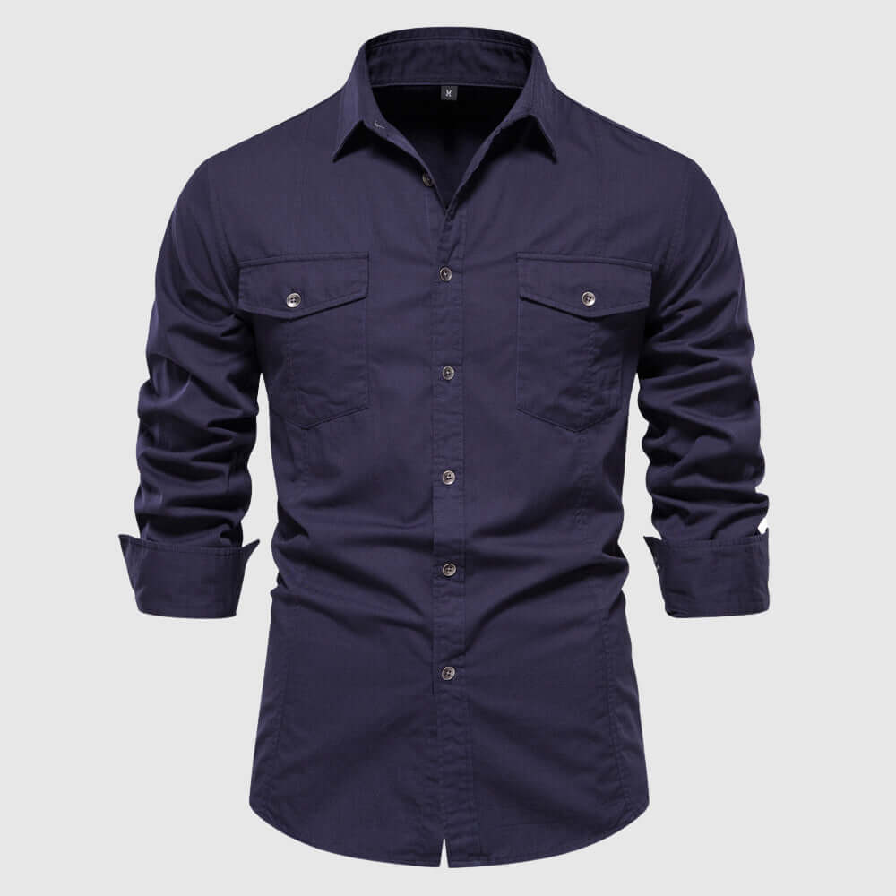 Men's Slim-Fit Long-Sleeve Casual Shirt