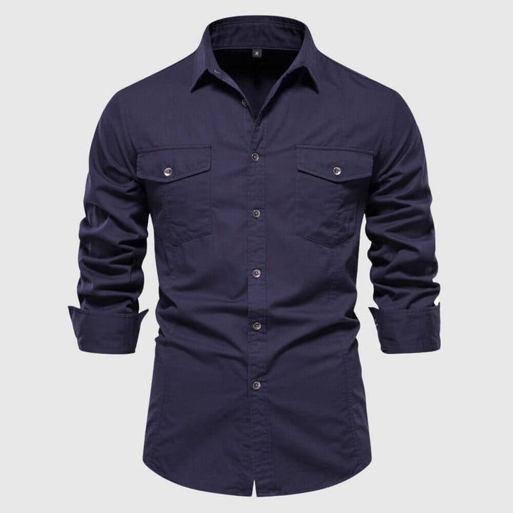 Men's Slim-Fit Long-Sleeve Casual Shirt