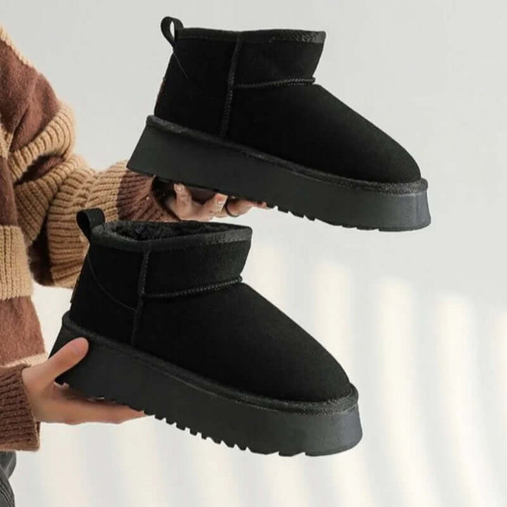 Women's Suede Ankle Boots: Plush, Slip-On, Rugged Sole