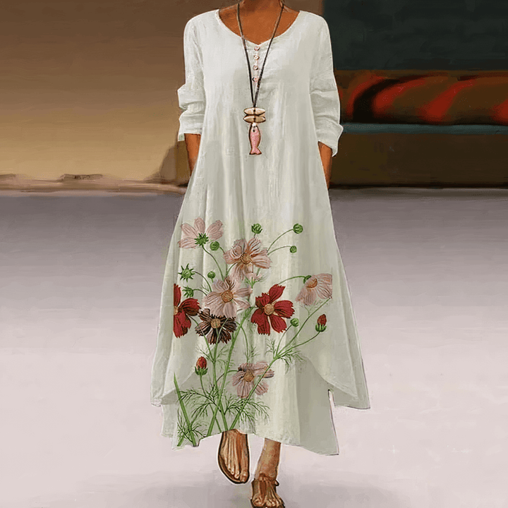 Elegant A-Line Cotton Dress: Sustainable & Breathable