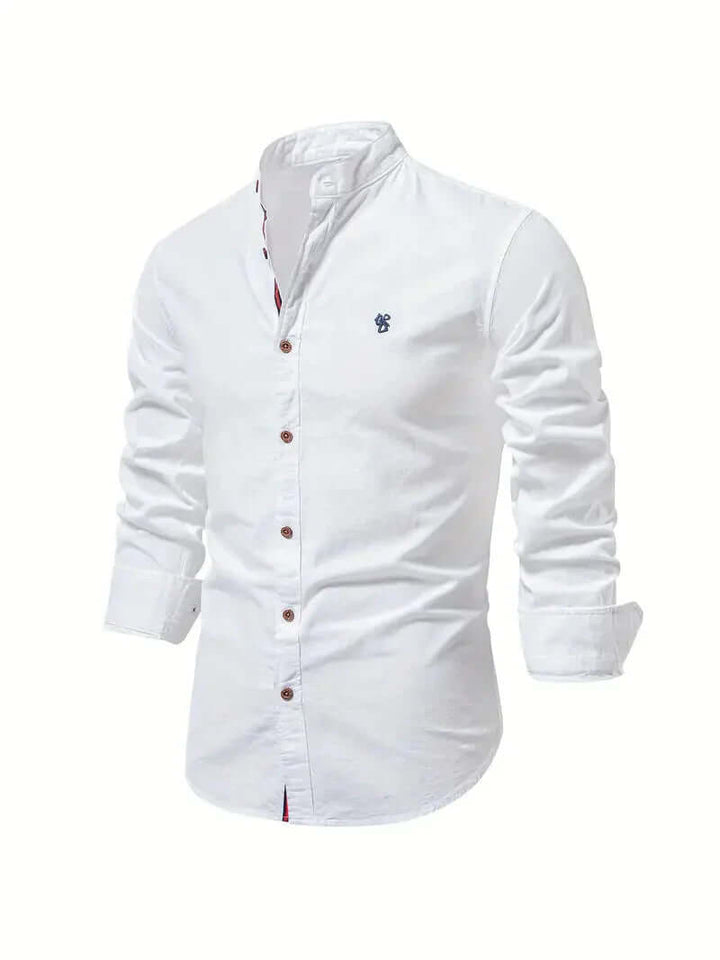Men's Slim Fit Mandarin Collar Long Sleeve Shirt