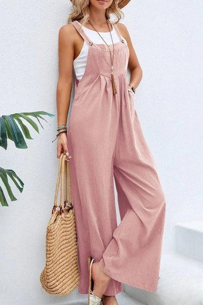 Women's Casual Wide Leg Jumpsuit: Sleeveless Summer Jumpsuit