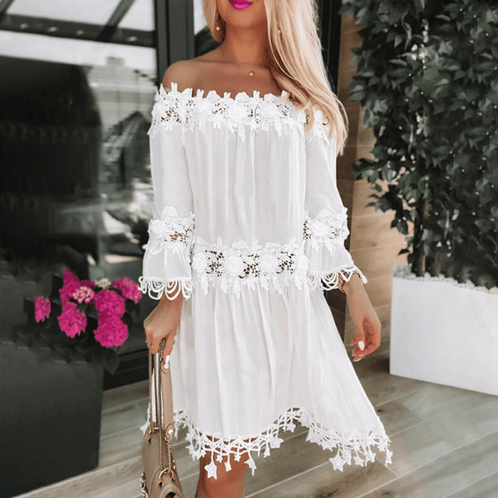 Elegant Off-Shoulder Cotton Dress