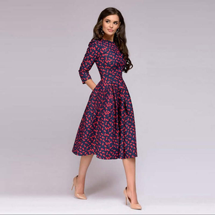 Women's Casual Midi Dress: Polyester, Relaxed Fit