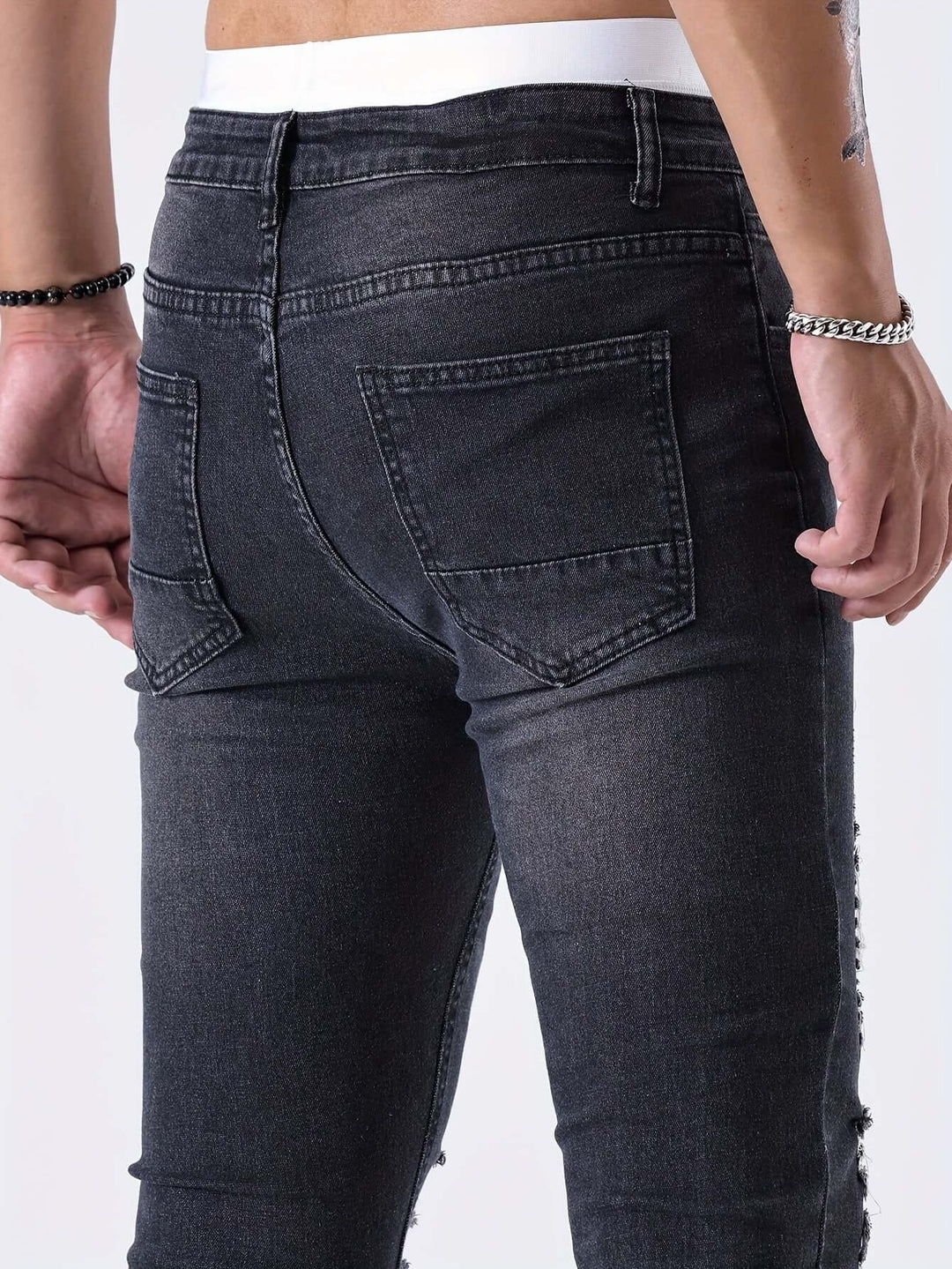 Men's Distressed Skinny Jeans: Ripped Denim, Tapered Fit