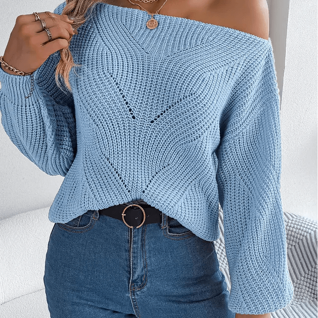 Women's Off-Shoulder Knit Sweater: Cozy & Stylish