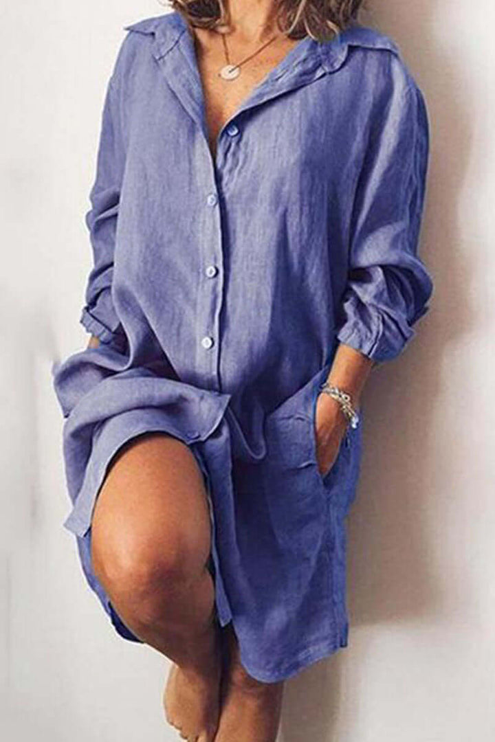 Women's Long-Sleeve Relaxed Shirt Dress
