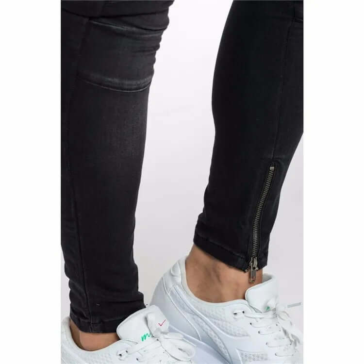 Men's Edgy Skinny Biker Jeans: Low Crotch & Zippers