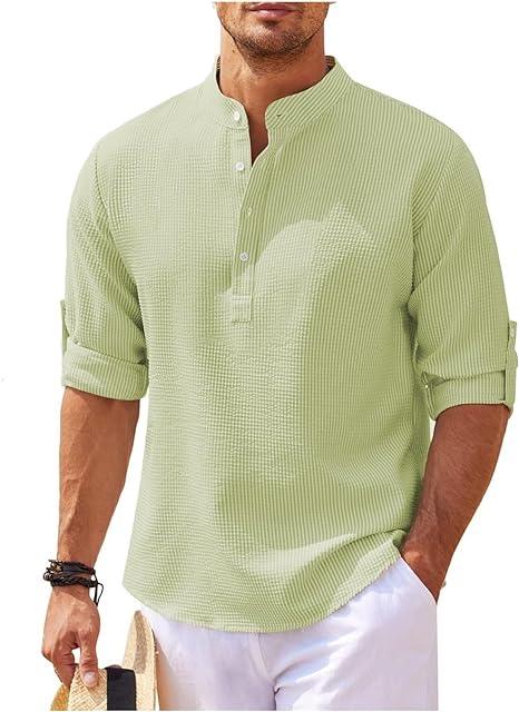 Men's Relaxed Fit Long Sleeve Henley Shirt