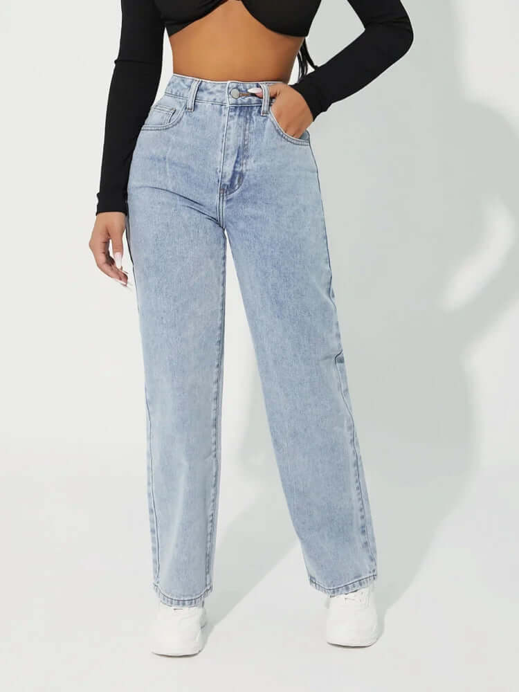 Women's High-Waisted Straight Leg Jeans