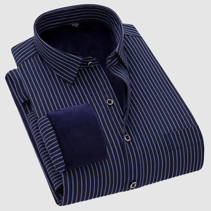 Men's Long Sleeve Double Layer Velvet Casual Shirt