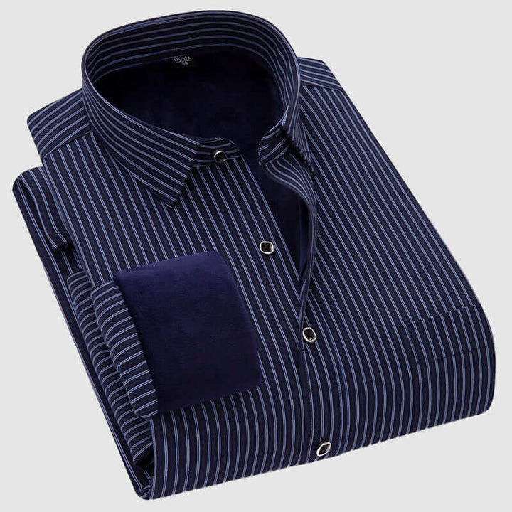 Men's Long Sleeve Double Layer Velvet Casual Shirt