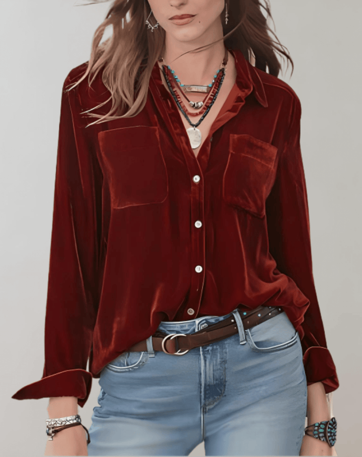 Women's Retro Velvet Long Sleeve Top