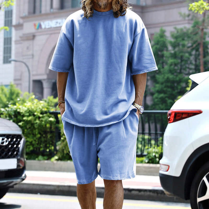 Men's Relaxed Fit Loungewear Set: Short Sleeve T-Shirt & Shorts