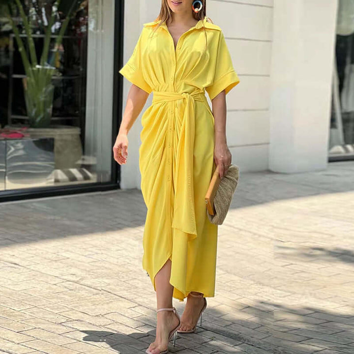 Women's Summer Ruffle Print Shirt Dress