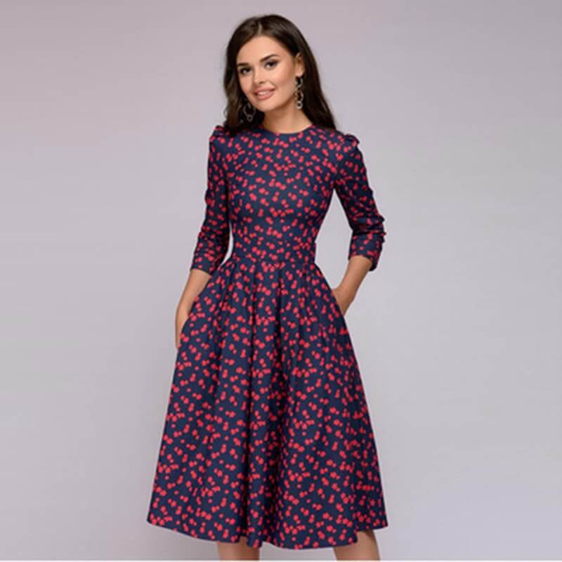 Women's Casual Midi Dress: Polyester, Relaxed Fit