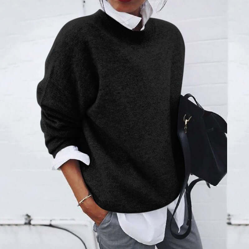 Women's Oversized Knit Sweater: Long Sleeve, Cozy, Loose Fit