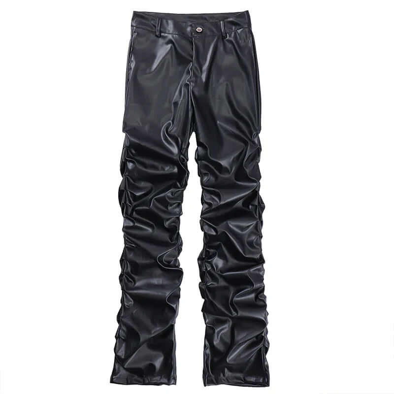 Men's Relaxed Fit Leather Trousers: Full Length, Durable Design