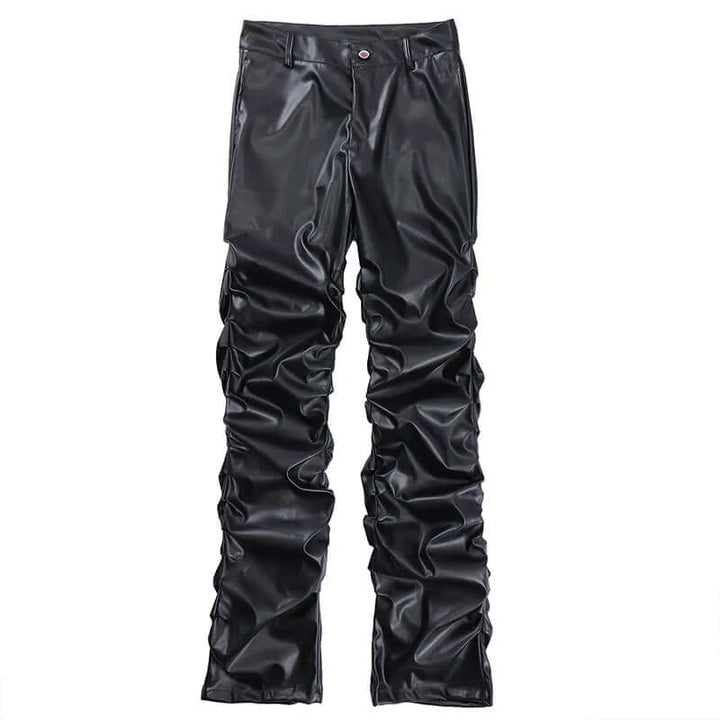 Men's Relaxed Fit Leather Trousers: Full Length, Durable Design