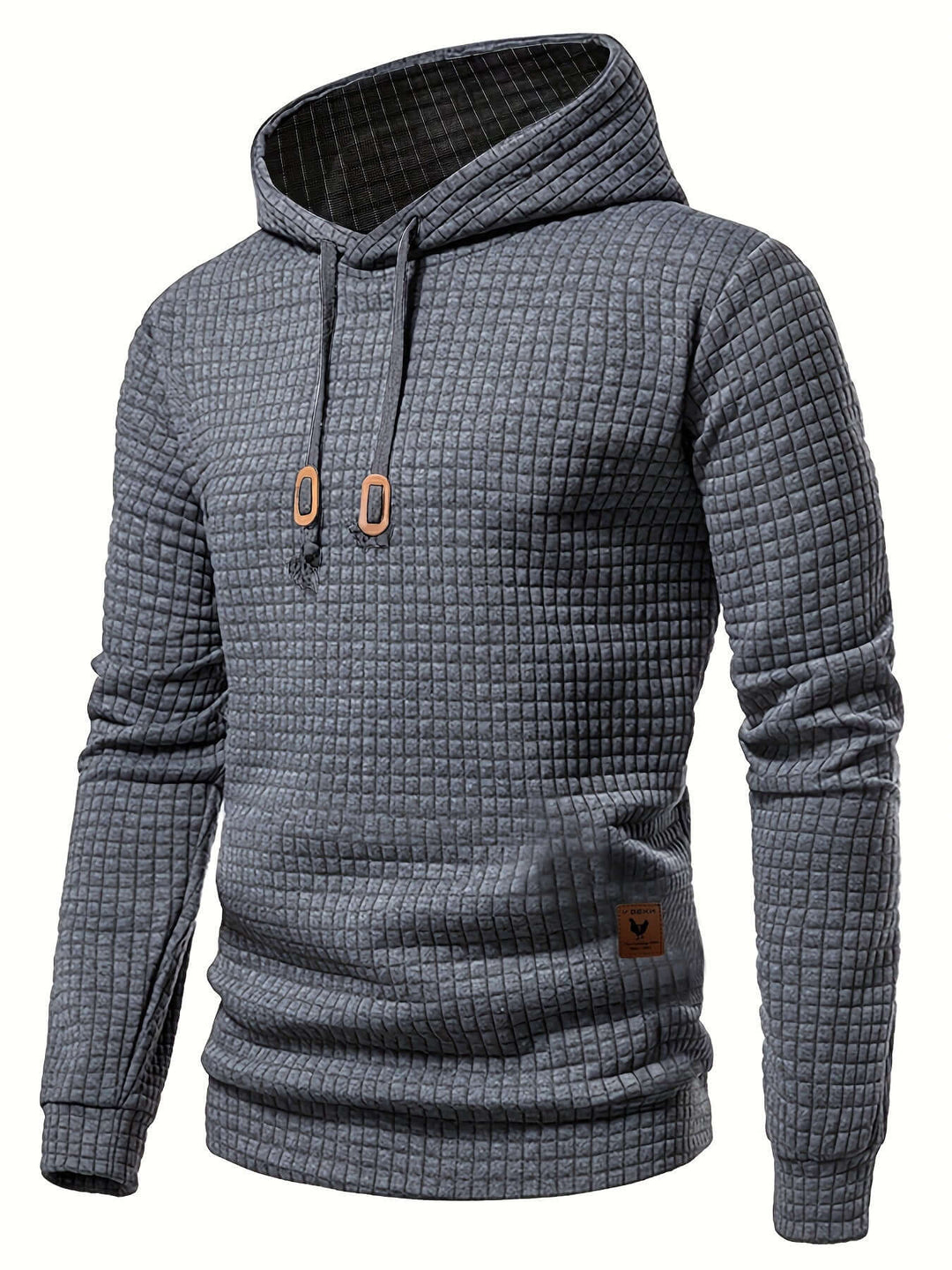 Men's Quilted Hoodie: Regular Fit Pullover with Drawstring