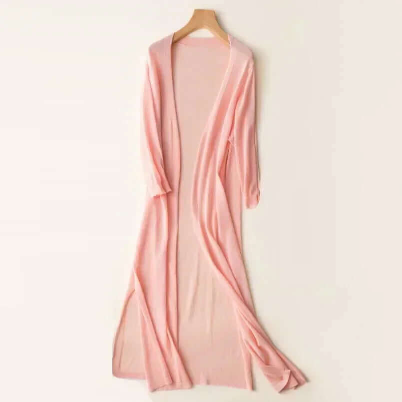 Women's Lightweight Knit Long Cardigan - Open Front Sweater