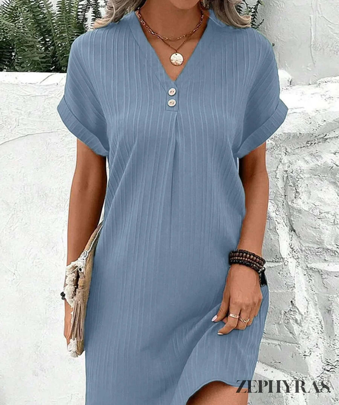 Elegant V-Neck Midi Dress