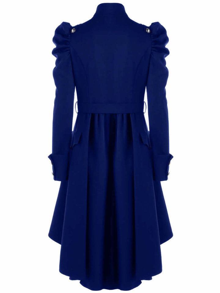 Women's Medieval Retro Jacket: Elegant Midi Length, Standing Collar