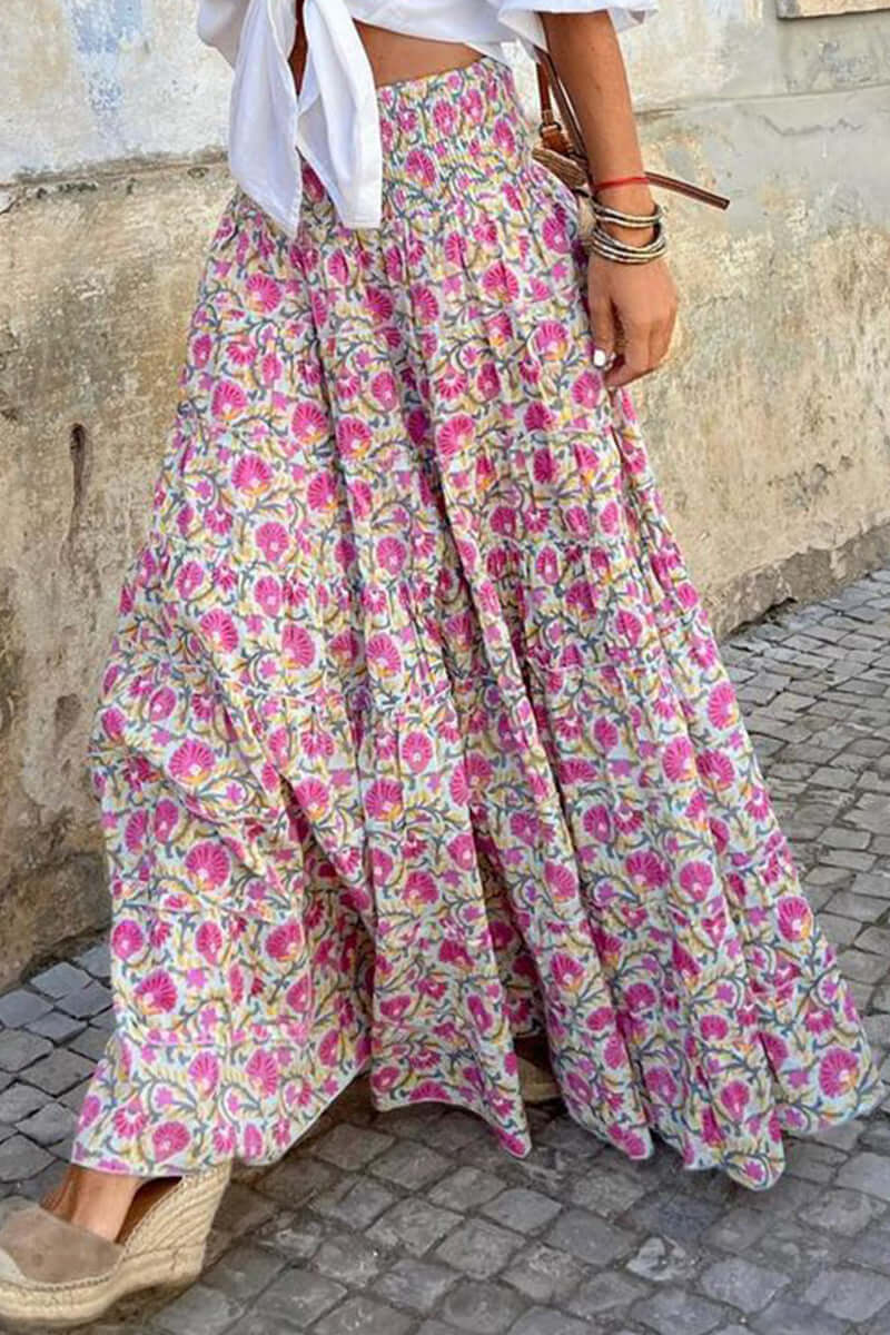 Women's Printed High-Waisted Midi Skirt