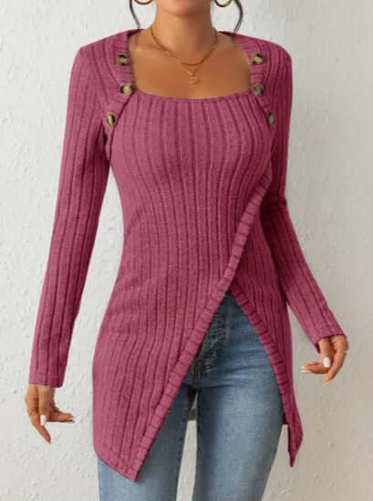 Women's Relaxed Fit Ribbed Button Shirt