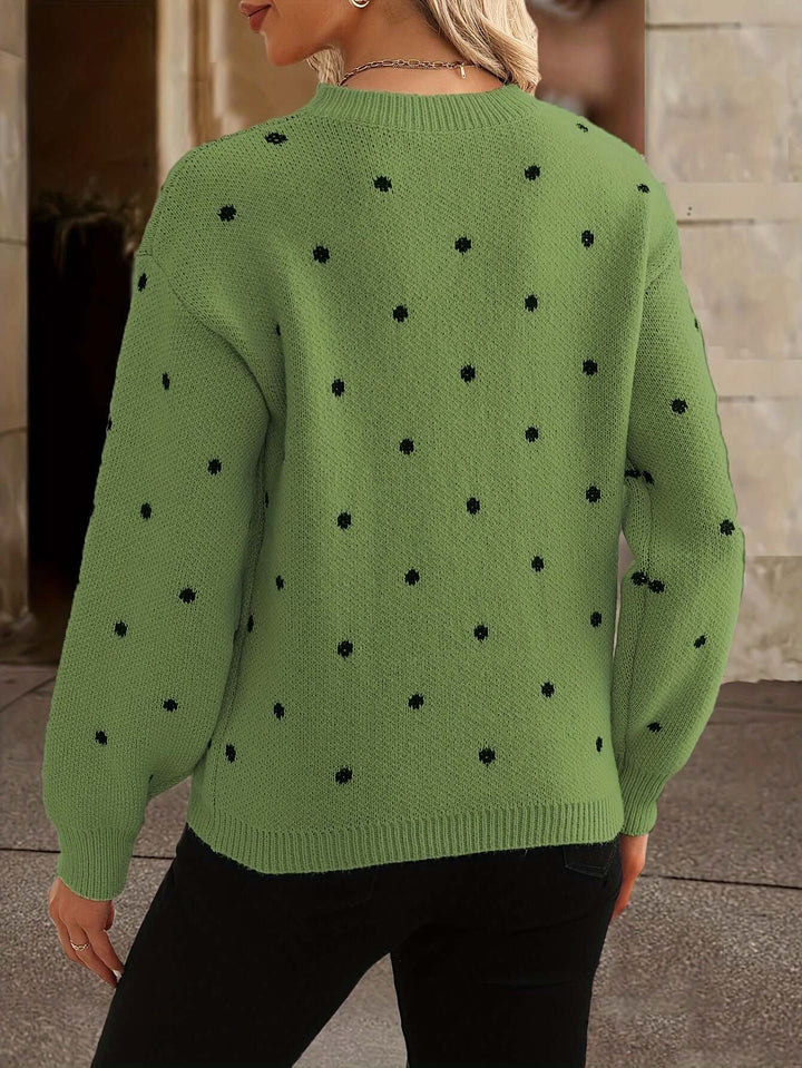 Polka Dot Knitted Sweater: Cozy & Stylish Winter Top