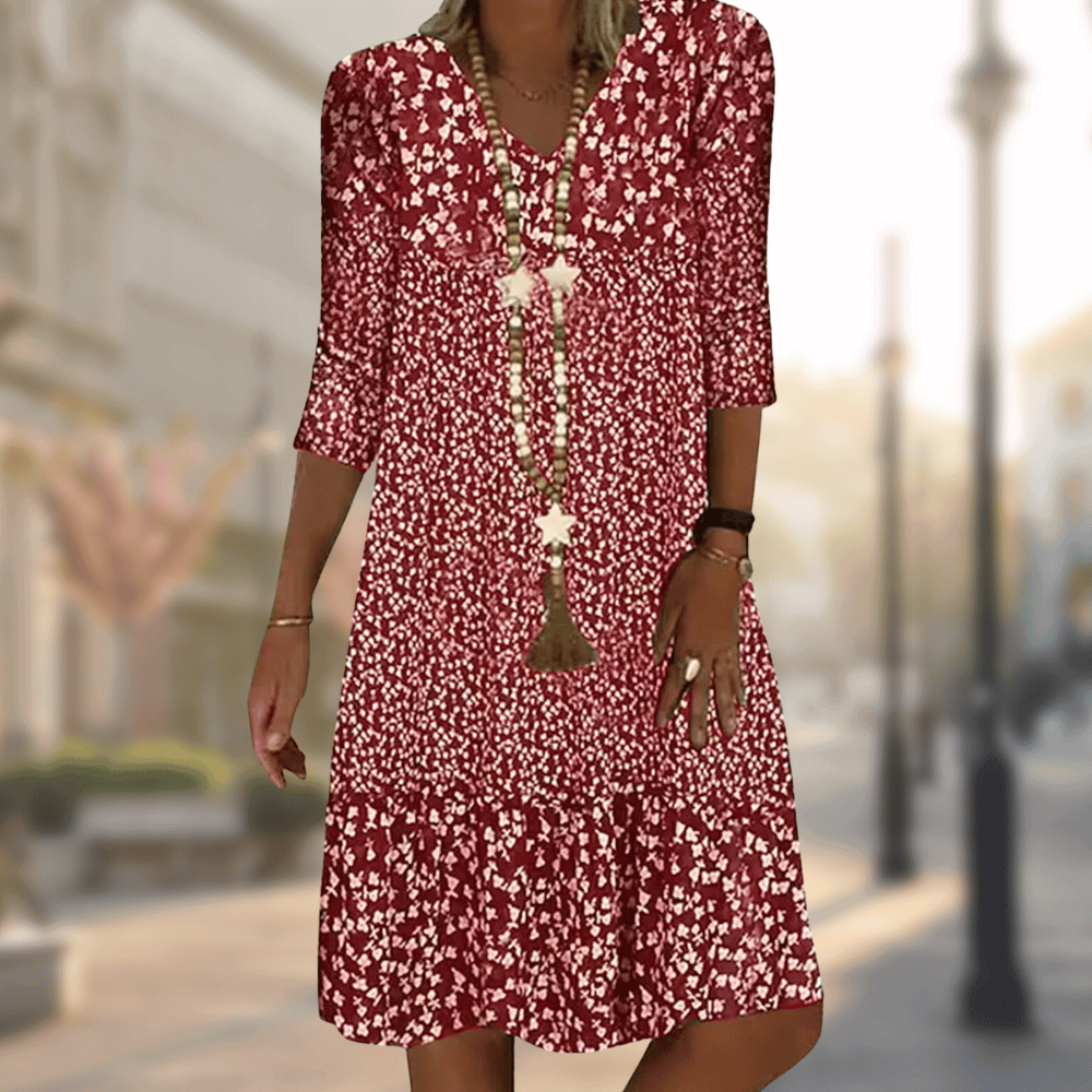 Floral Print Midi Summer Dress: Lightweight & Breathable