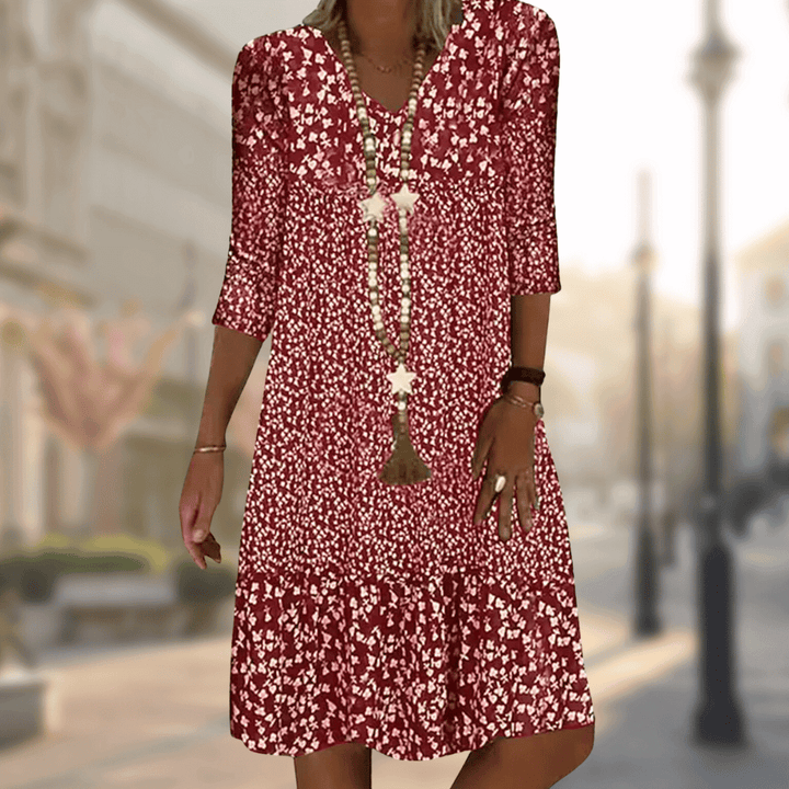 Floral Print Midi Summer Dress: Lightweight & Breathable