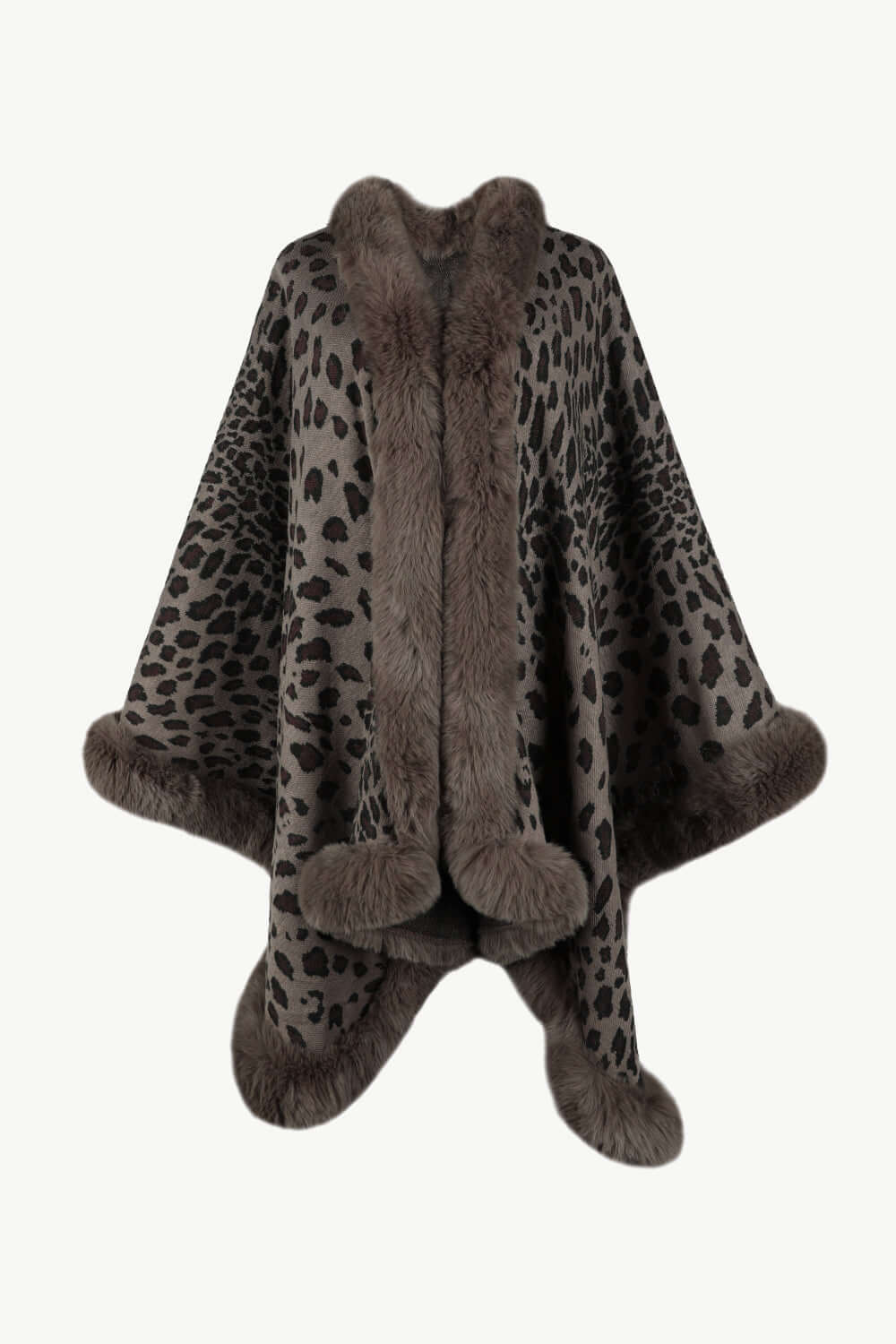 Women's Leopard Print Open Poncho - Stylish & Comfortable