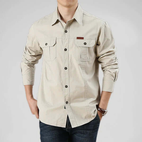 Men's Long Sleeve Shirt with Cargo Pockets