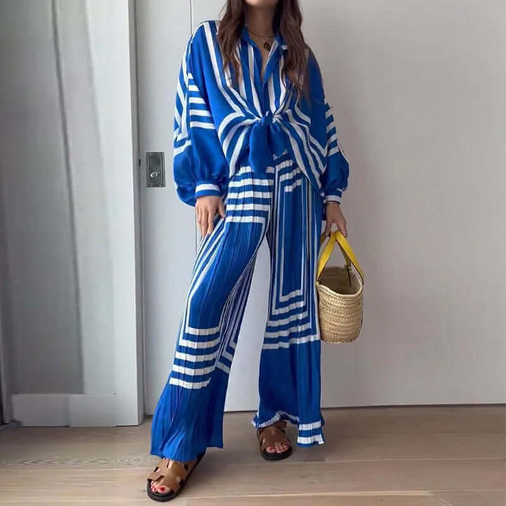 Women's Geometric Striped Two-Piece Set