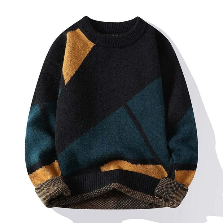 Men's Warm Knitted Sweater - Long Sleeve Round Neck Jumper