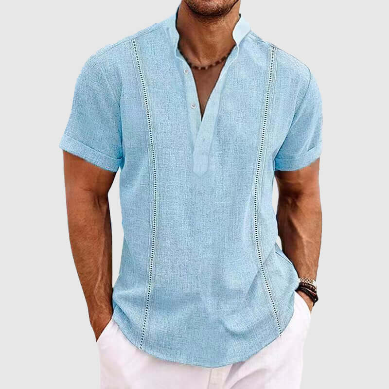 Men's Breathable Short Sleeve Shirt: Classic Fit, Summer Comfort