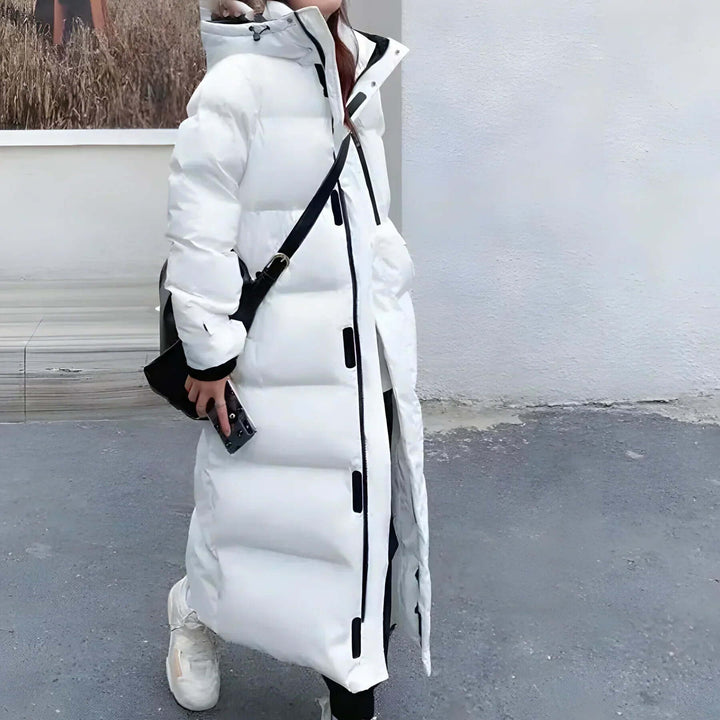 Women's Long Puffer Coat with Hood: Warm & Stylish Winter Jacket
