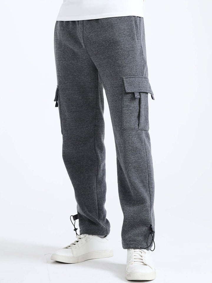 Men's Fleece Cargo Pants with Multiple Pockets