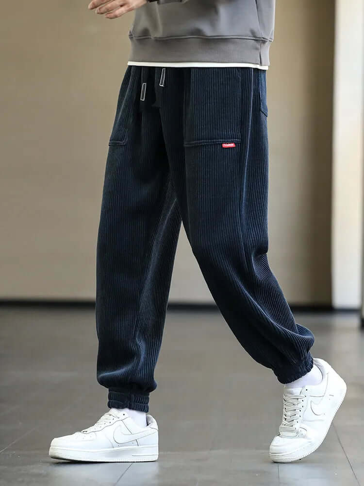Men's Relaxed Fit Corduroy Joggers with Pockets