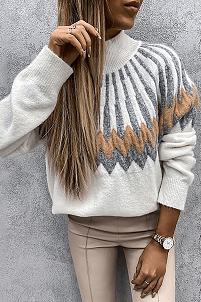 Women's Printed Collared Sweater: Cozy & Stylish