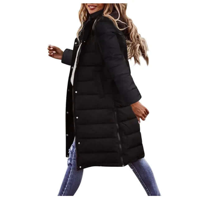 Women's Long Padded Winter Coat with Hood
