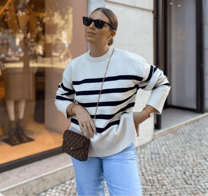 Women's Oversized Striped Knit Sweater