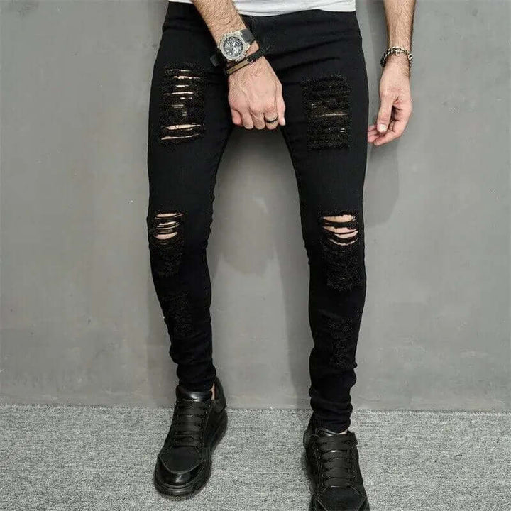 Men's Distressed Skinny Jeans: Ripped, Stretch Fit