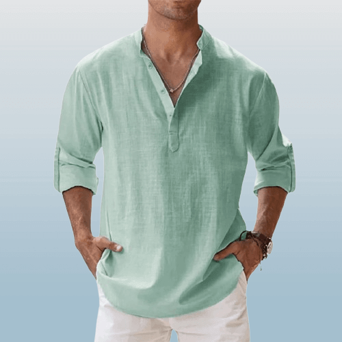 Men's Long Sleeve Henley Shirt: Regular Fit Casual Top